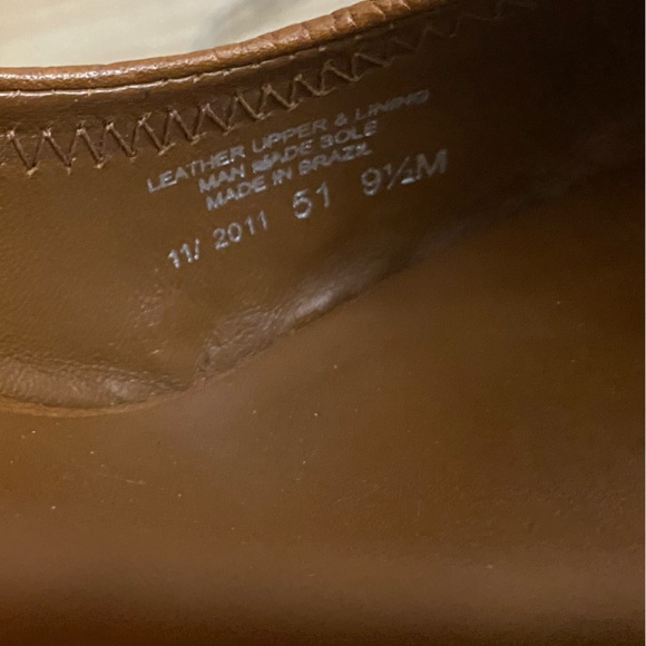 ❤️❤️Tory Burch Leather Brown Peep Toe High Wedges W/Gold Monogram - Picture 10 of 13